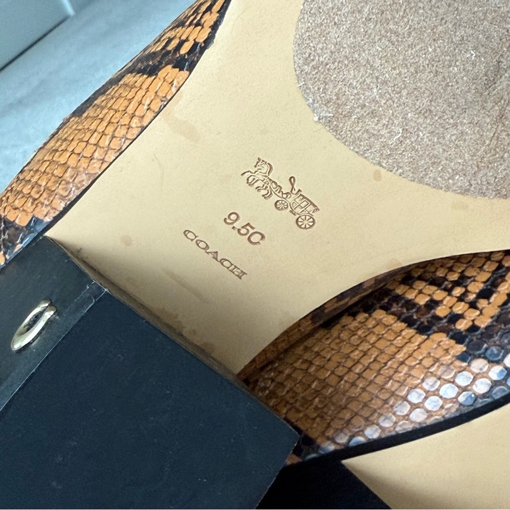 Coach Perri Snakeskin Print Booties Ankle Boots Caramel 9.5 - Picture 9 of 11